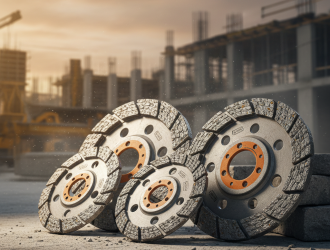 Schleifscheiben auf einer Baustelle.